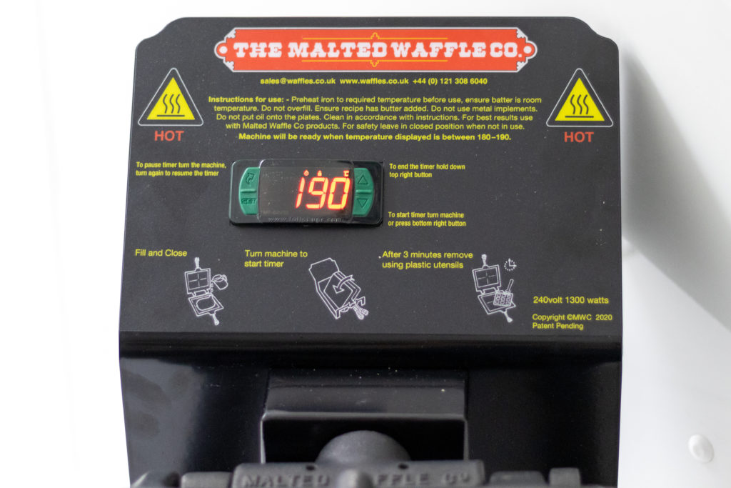 MWC digital waffle machine display. 